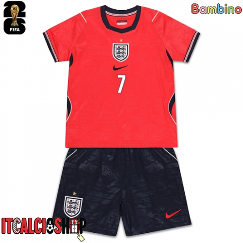 Inghilterra Bukayo Saka #7 Seconda Maglia Bambino Mondiali 2026 Manica Corta (+ Pantaloni corti)